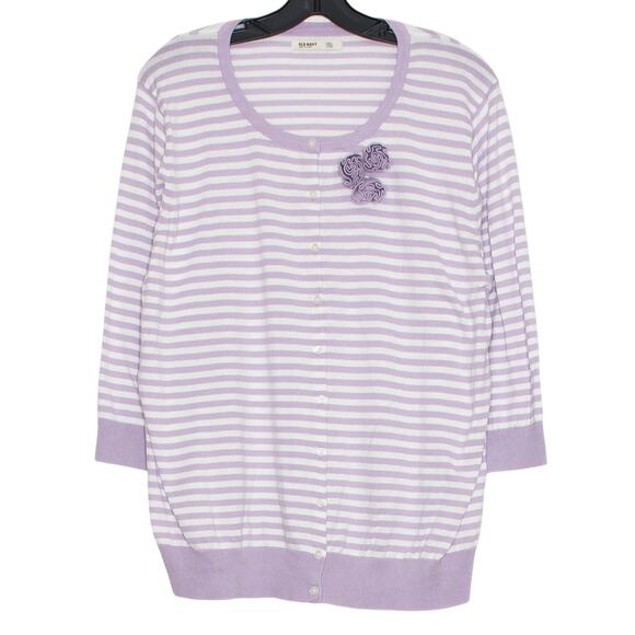 Old Navy Cardigan 3/4 Sleeve Cottage Easter Spring Button Purple White XXL Flaw - Picture 1 of 7
